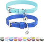 PUPTECK 2 PCS Soft Genuine Leather Cat Kitten Collar by PUPTECK