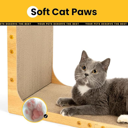 Cardboard Cat Scratcher, 26 Inch L Shape Scratch Pad Wall Mounted, Vertical - Image 4