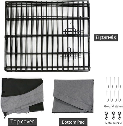 PETIME Foldable Metal Dog Exercise Pen/Pet Puppy Playpen Kennels Yard Fence - Image 5
