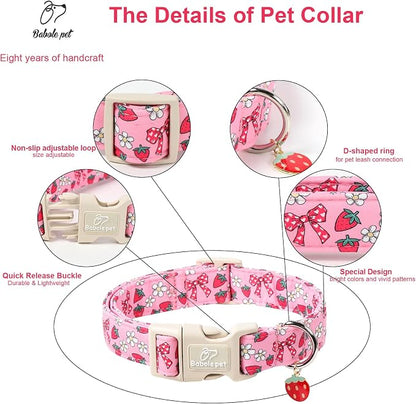 Strawberry Bow Dog Collar for Giant Large Dogs - Image 3