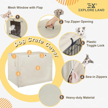 Explore Land 24 inches Dog Crate Cover Heavy Duty Polyester Pet Kennel Sunshade - Image 3