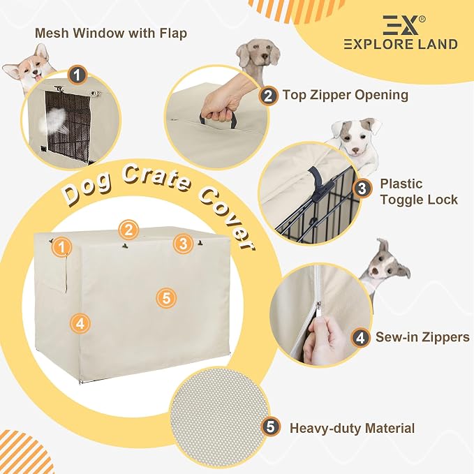 Explore Land 36 inches Dog Crate Cover Heavy Duty Polyester Pet Kennel Sunshade - Image 4