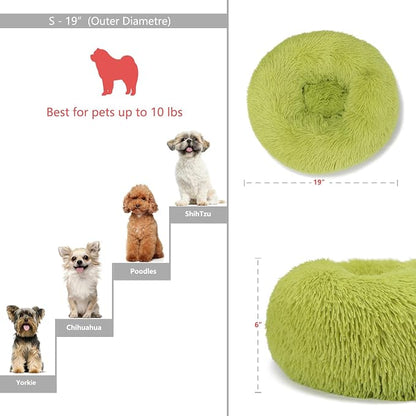 Calming Donut Dogs Beds for Small Dogs Washable, 19inch Fluffy Round Puppy Bed - Image 4