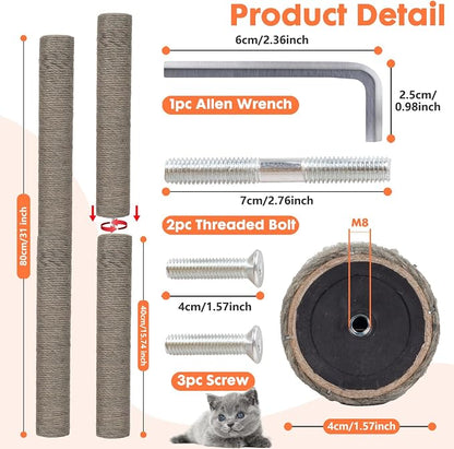 PowerKing Natural Sisal Replacement Scratching Post, 15.7'' 2 Pieces M8 Cat - Image 5