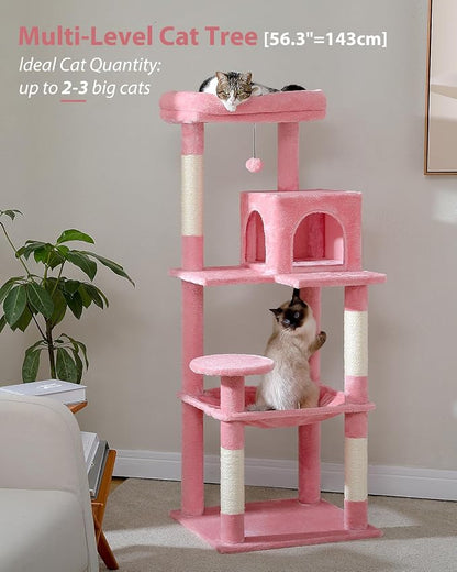 Cat Tree for Large Cats with Metal Plush Big Hammock, 56.3" Cat Tower for - Image 2
