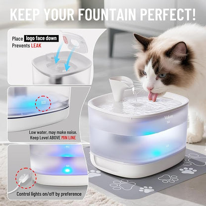 Veken Cat Water Fountain with Detachable Tank, 84oz/2.5L Automatic Pet Drinking - Image 7