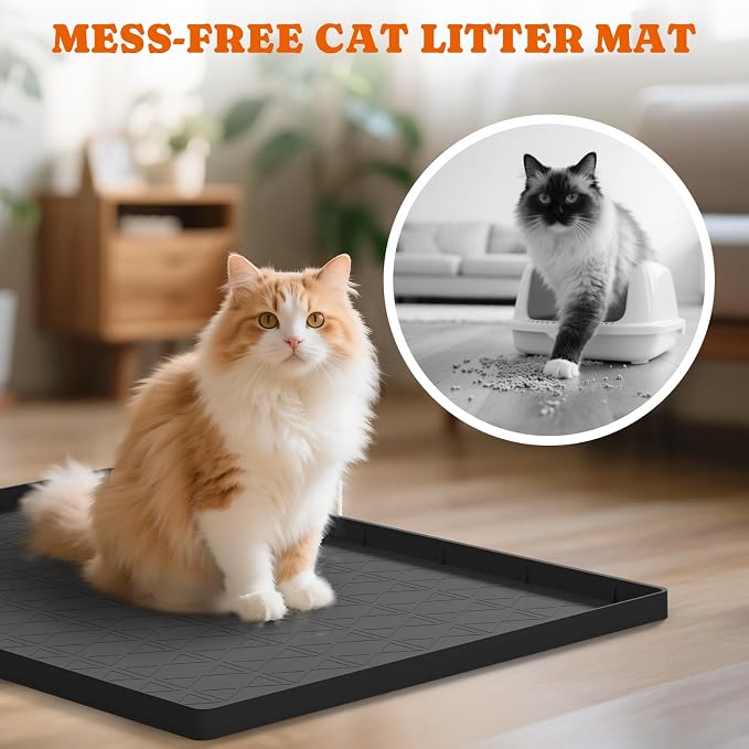 Cat Litter Mat, Large 34" x 22" Litter Box Mat, 2 Packs Cat Litter Box Mat - Image 2