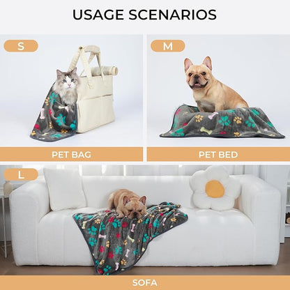 Luciphia 1 Pack 3 Blankets Fluffy Premium Fleece Pet Blanket Flannel Paw Bone - Image 2