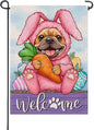 Artofy Welcome Easter Bunny Dog Small Decorative Garden Flag, French Bulldog by Artofy