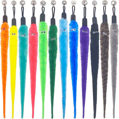 Cat Toy Worm Refills, 12 Pieces Interactive Cat Wand Attachments Worms Toy by TIENAILING