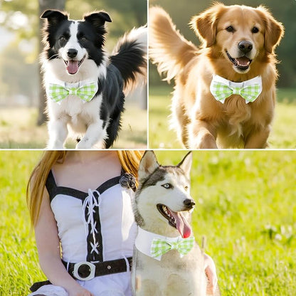 Segarty Dog Bow Tie for Neck Girths 12.6-15.7 inch, Adjustable Green Plaid - Image 4