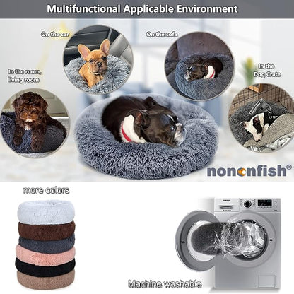 Small Calming Dogs Bed for Small Dogs Anti-Anxiety Machine Washable Fluffy - Image 3