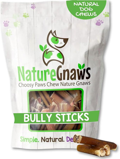 Nature Gnaws Bully Stick Bites for Small Dogs 2-4" by NatureGnaws