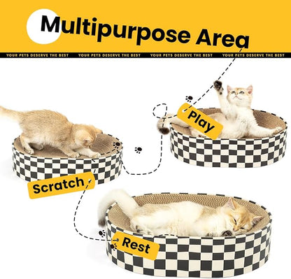 Cat Scratcher Cardboard, 2 in 1 Oval Cat Scratch Pad Bowl - Image 2