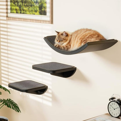 Cat Wall Shelves for Large Cats Set, Wall Mounted Climbing Shelves for Sleeping by PELUOMOZ
