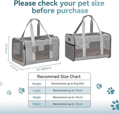 Petsfit Travel Pet Carrier for Large Cats, Soft-Sided Dog Car Travel Carrier - Image 4