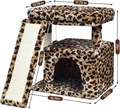 Small Leopard Print Cat Tree for Indoor Cats | Short Tower - Image 3