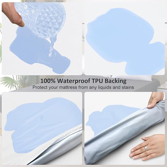 Waterproof Mattress Protector King, Fitted Sheet Style Breathable Mattress Cover - Image 3