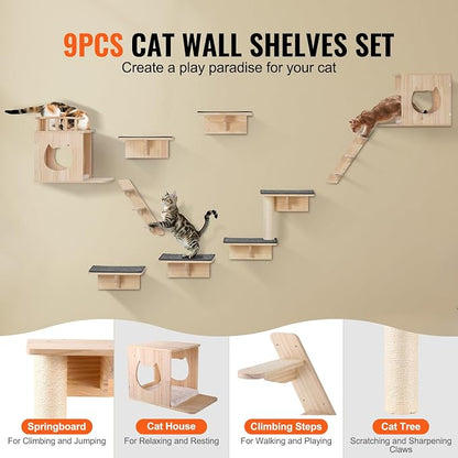 VEVOR Wall Mounted Cat Shelves, Cat Wall Shelves and Perches - Image 2