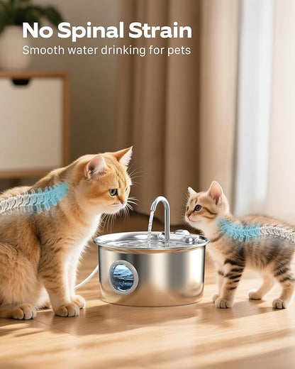 Stainless Steel Cat Water Fountain: Cat Fountain - 88oz/2.6L Pet Water Fountain - Image 6
