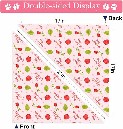 Mothers Day Dog Bandanas, 2 Pack Reversible Super Mom Pet Scarf - Image 3