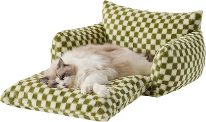 Hollypet Cat Bed Fluffy Plush Mutifuctional Double-Layer Soft Pet Couch - Image 2