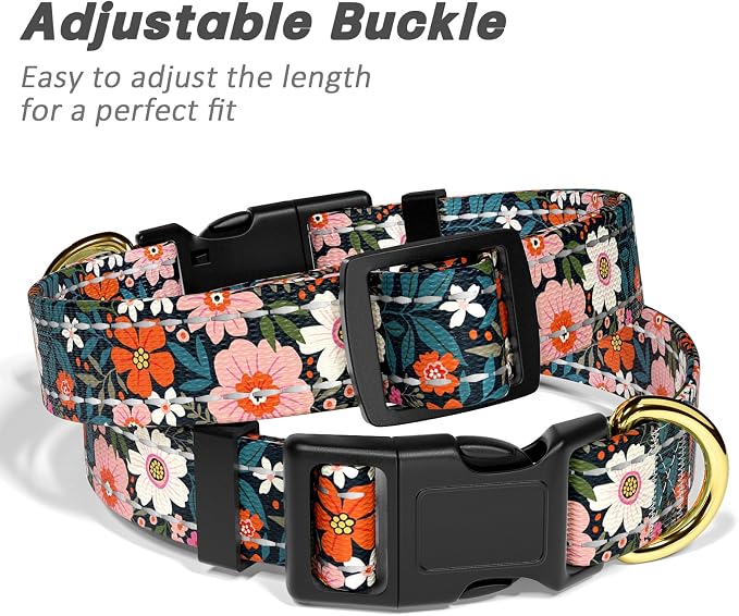 Reflective Dog Collar for Large Dogs, Cute Flower Theme Adjustable Heavy-Duty - Image 6