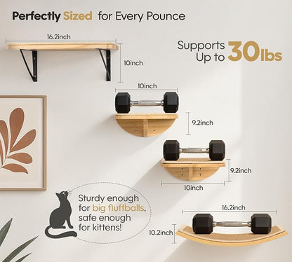 Cat Window Perches, Curved Cat Wall Sisal Mat Bed and 2 Floating Wall Steps - Image 7
