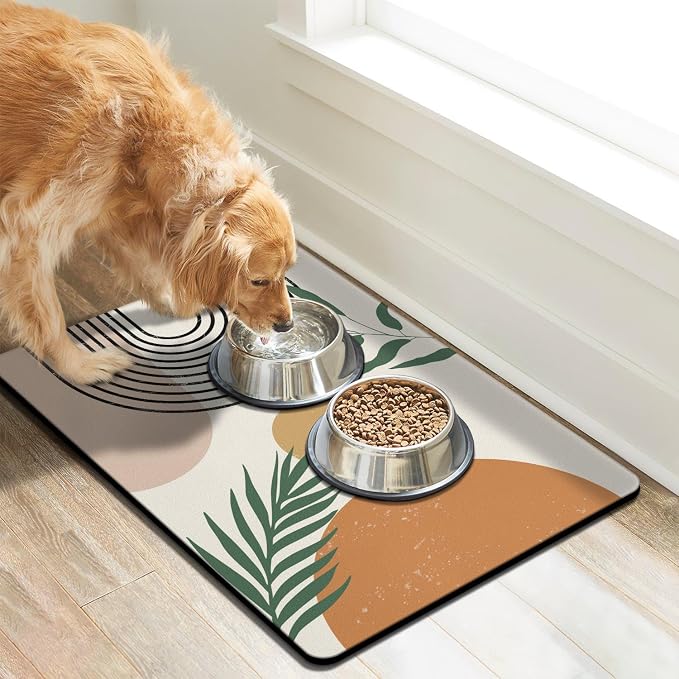 Dog Food Mats for Floors, Absorbent Dog Bowl Mat for Food and Water Dispenser - Image 2