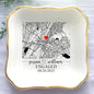 Custom Location Map Engaged Ring Dish Engagement Gift, Jewelry Tray Gifts by Anniversaree
