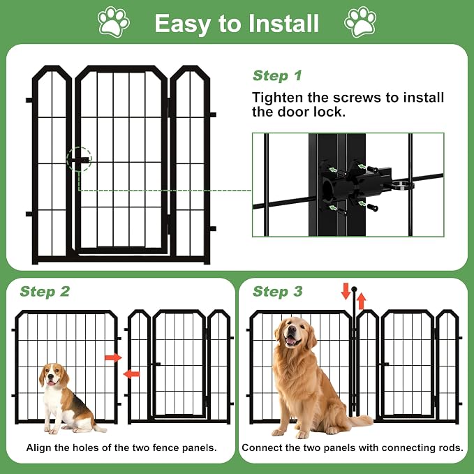 Dog Playpen for Indoor & Outdoor, 24 inch 6 Panels Metal Puppy Playpen for - Image 5