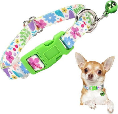 Small Dog Collar with Bell，Nylon by ONEFOJOJO