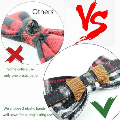 Cat Collar Breakaway with Bell and Bow Tie, Plaid Design Adjustable Safety - Image 6