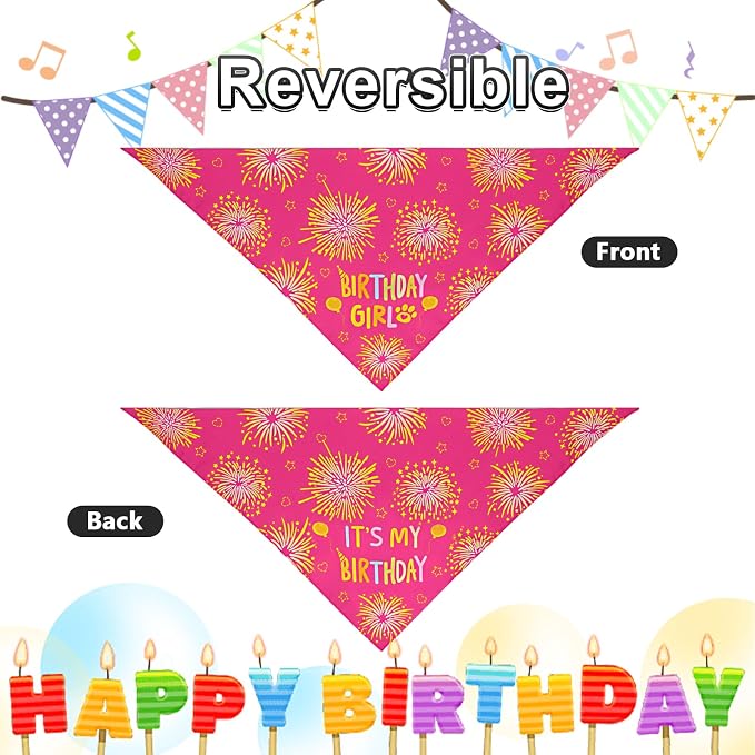 Dog Birthday Bandana Set Rose Pink, Dog Birthday Party Supplies - Image 6