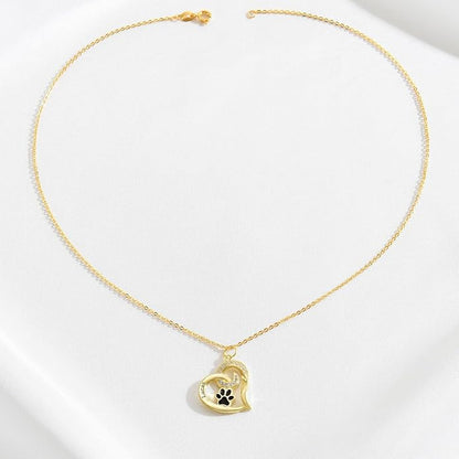Personalized Cute Dog Cat Paw Name Necklace Forever Love Custom Heart Pendant - Image 6