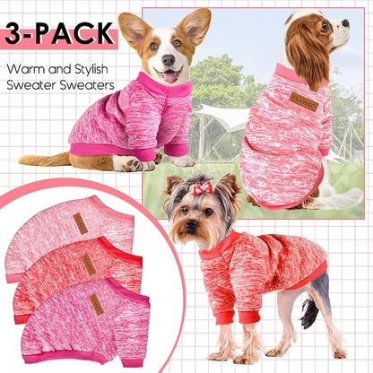 3 Pack Dog Sweaters for Small Dogs Girl Boy Winter Fleece Clothes Warm Soft Dog - Image 4