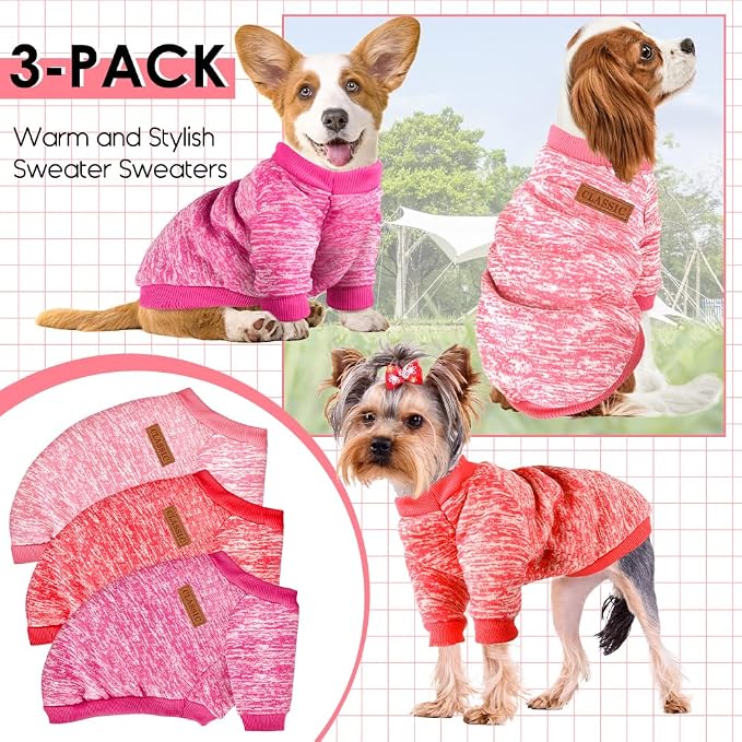 3 Pack Dog Sweaters for Small Dogs Girl Boy Winter Fleece Clothes Warm Soft Dog - Image 4