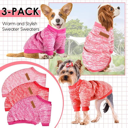 3 Pack Dog Sweaters for Small Dogs Girl Boy Winter Fleece Clothes Warm Soft Dog - Image 6