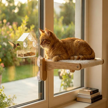 2-in-1 Cat Window Perch & Hummingbird Feeder, Heavy Duty Foldable Cat Hammock by Unknown
