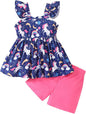 Toddler Baby Girls Summer Clothes Outfits Ruffled Sleeve Dinosaur Shirt Leopard by Popshion
