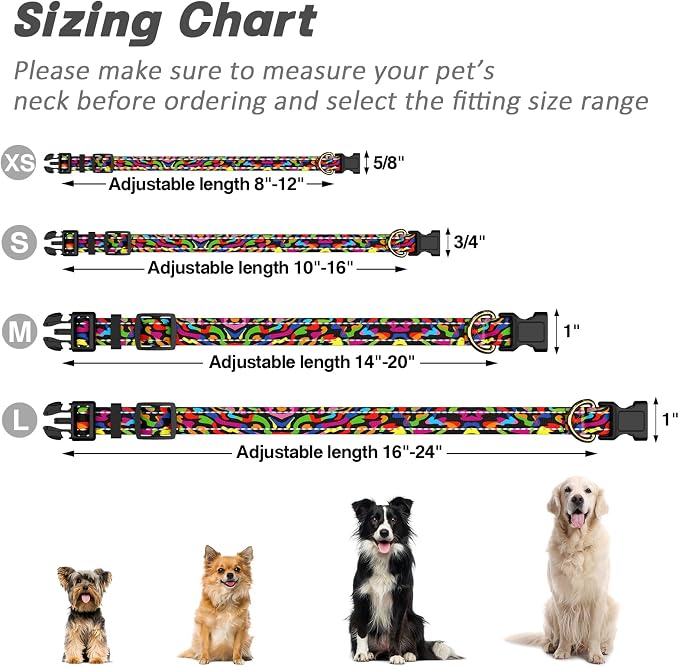 Reflective Dog Collar for Small Dogs, Cute Boho Adjustable Heavy-Duty Nylon - Image 7