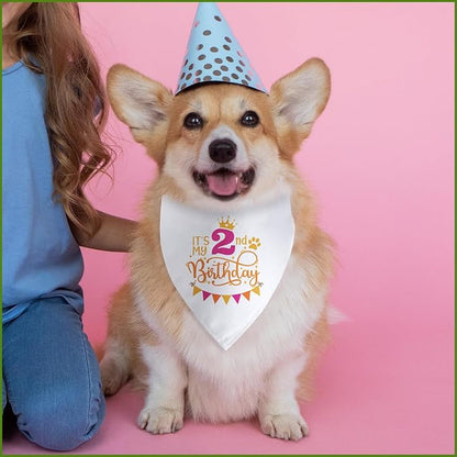 It's My 2nd Birthday Dog Bandana Happy 2nd Birthday Pet Triangle Scarf - Image 6