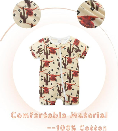 Unisex Summer Trendy 2-Pack Rompers Short Sleeve Zipped Bodysuit Infant Cotton - Image 3