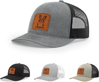 Custom Dog Photo Engraved Trucker Hat Leather Patch, Personalized Hat by HBLStore