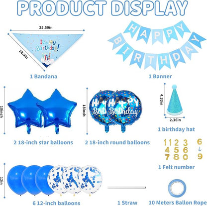 Dog & Cat Birthday Party Decorations Set Include Bandana, Adjustable Hat - Image 5