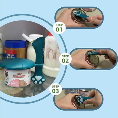 Cat Food Can Spoon & 3 Pcs Can Lids | Cute Paw Shape Covers & Opener - Image 4