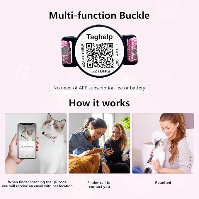 Smart QR Code Cat Collar 2-Pack: Your Cat's Digital Safety Profile, Breakaway - Image 4