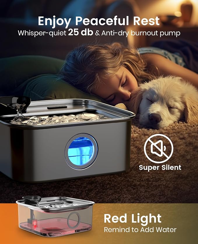 oneisall Dog Water Fountain, 2.6Gal/10L Stainless Steel Dog Water Bowl Dispenser - Image 5
