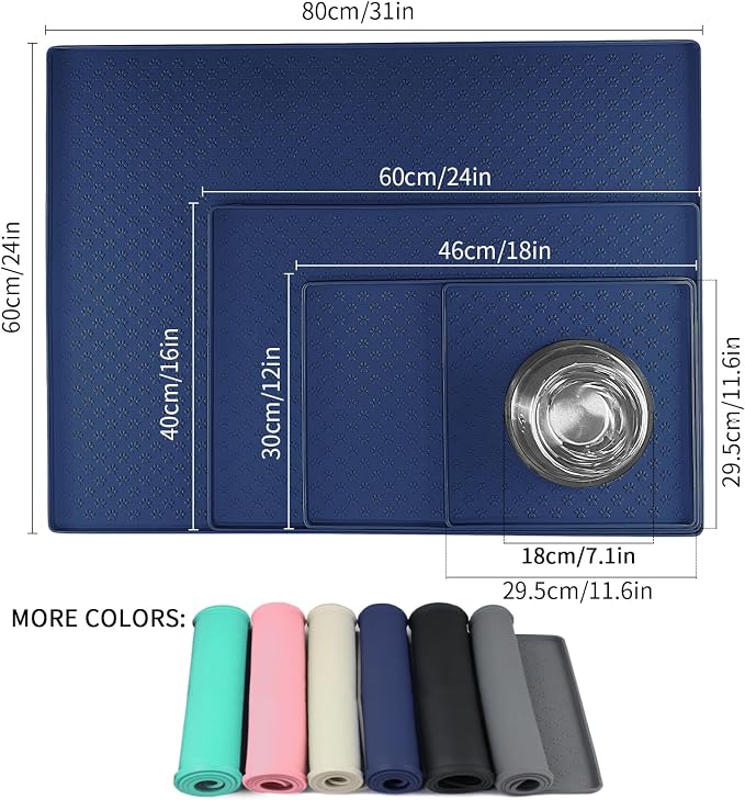 Ptlom Pet Placemat for Dog and Cat, Waterproof Non-Slip Silicone Feeding Bowl - Image 2