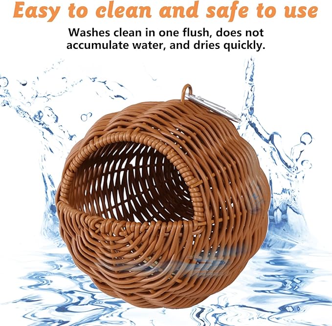 BNOSDM Rattan Bird Nest Parrot Nesting House Parakeet Hanging Swing Soft - Image 7